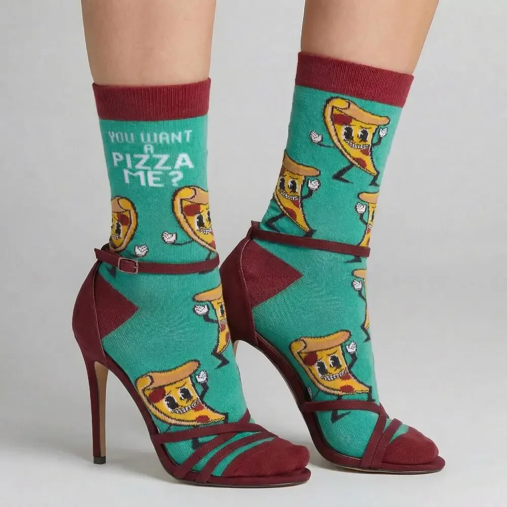 You Want A Pizza Me? Socks | Retro Food Pun Novelty Socks | Gift for Pizza Love